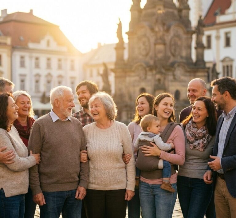 Radostné setkání na náměstí